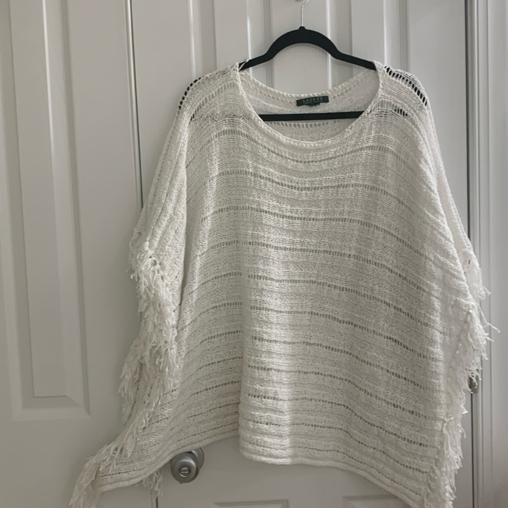 White Lauren crochet poncho L/XL